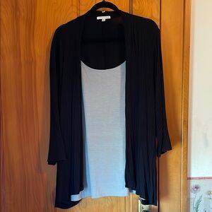 Notations Black Cardigan with Gray Accents